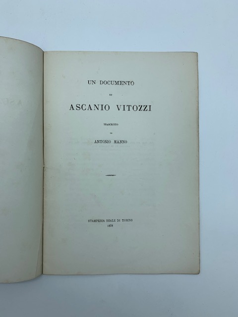 Un documento su Ascanio Vitozzi trascritto da Antonio Manno